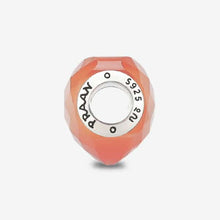 Load image into Gallery viewer, Apricot Cat’s Eye Faceted Glass Heart Charm