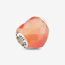 Load image into Gallery viewer, Apricot Cat’s Eye Faceted Glass Heart Charm