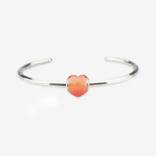 Load image into Gallery viewer, Apricot Cat’s Eye Faceted Glass Heart Charm
