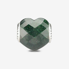 Load image into Gallery viewer, Faceted Emerald Green Goldstone Heart Charm
