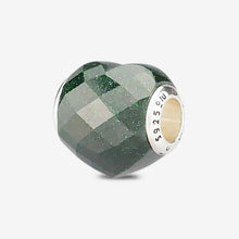 Load image into Gallery viewer, Faceted Emerald Green Goldstone Heart Charm