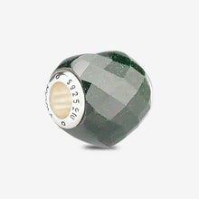 Load image into Gallery viewer, Faceted Emerald Green Goldstone Heart Charm