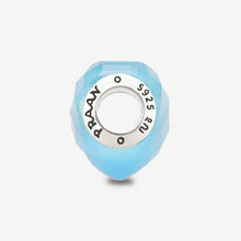 Load image into Gallery viewer, Heritage Blue Cat’s Eye Faceted Glass Heart Charm