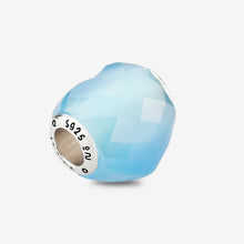 Load image into Gallery viewer, Heritage Blue Cat’s Eye Faceted Glass Heart Charm