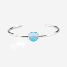 Load image into Gallery viewer, Heritage Blue Cat’s Eye Faceted Glass Heart Charm