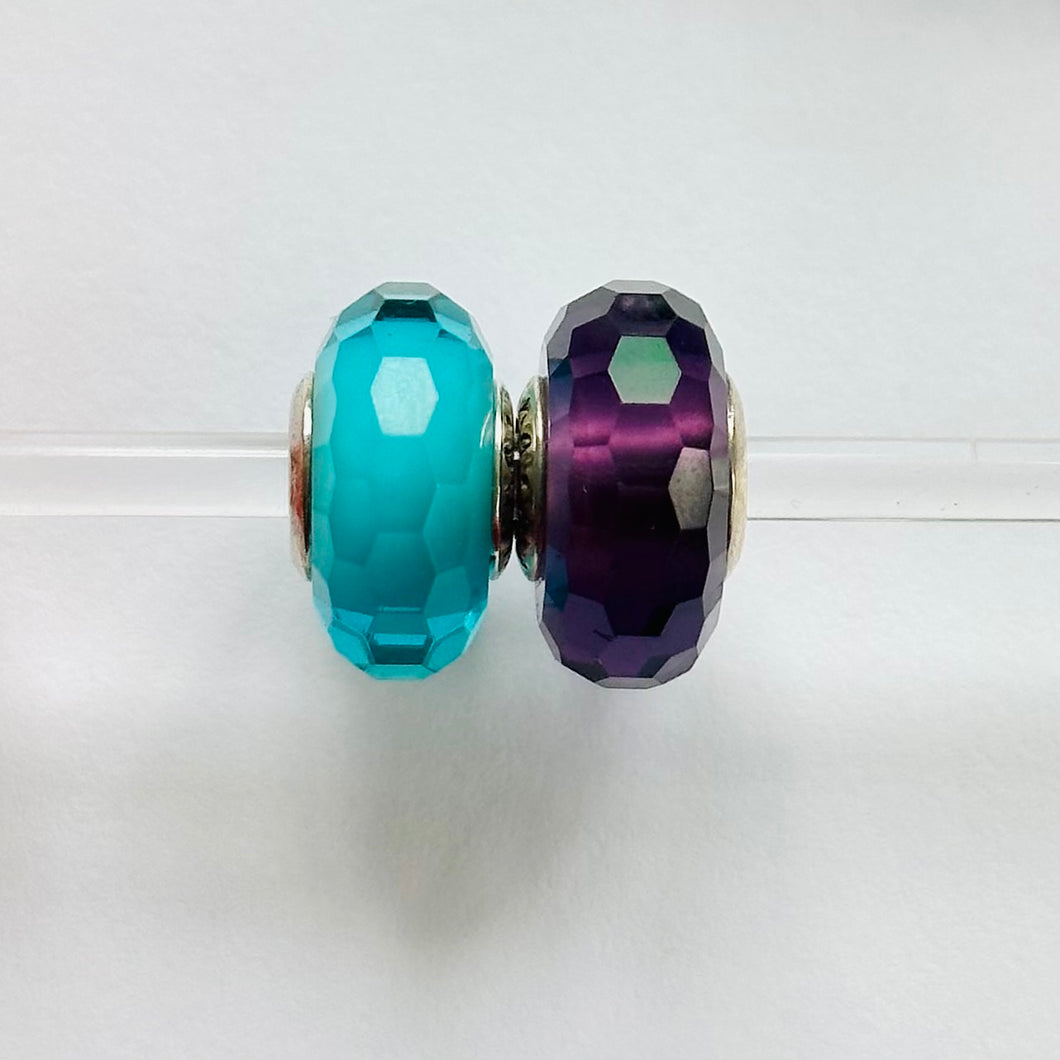 Diamond Cut Muranos - Purple and Turquoise set