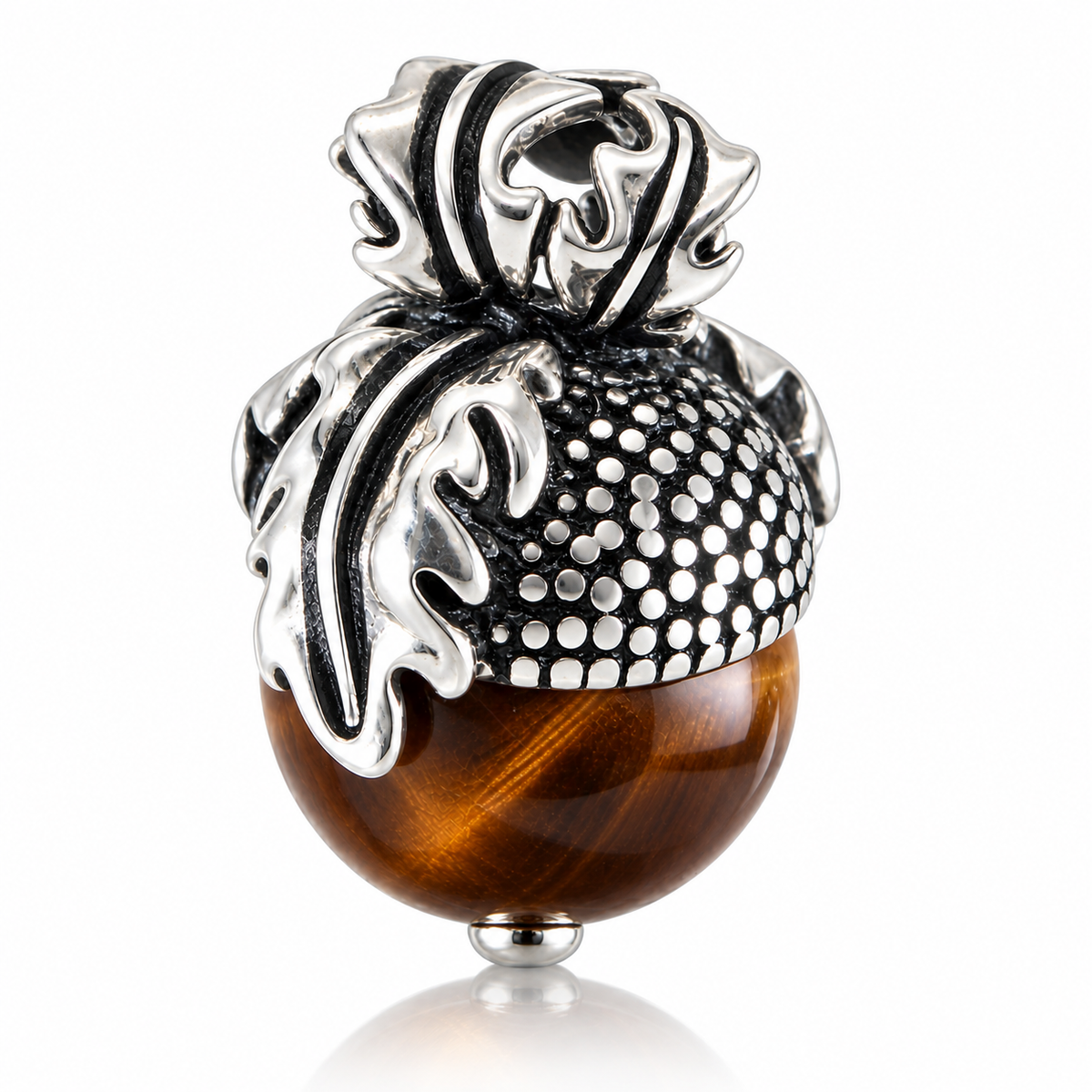 Oak Acorn with Tiger Eye Gemstone Charm - PREORDER