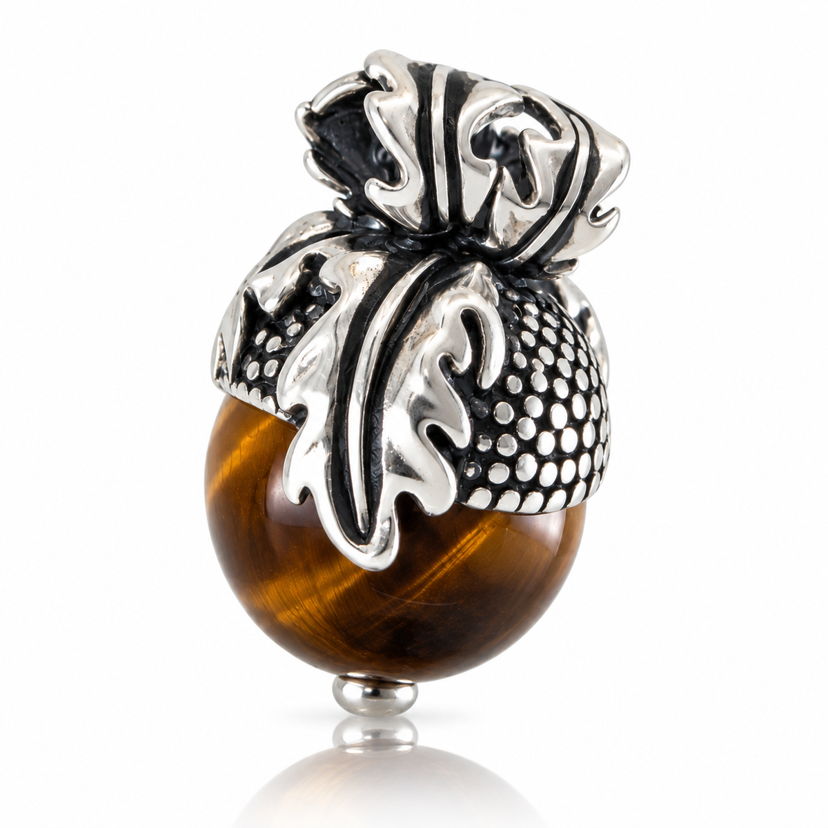 Oak Acorn with Tiger Eye Gemstone Charm - PREORDER