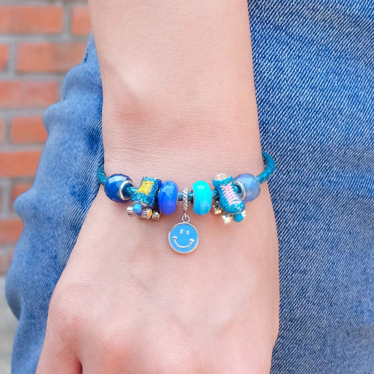 Glitter Blue Roller Skate Bead