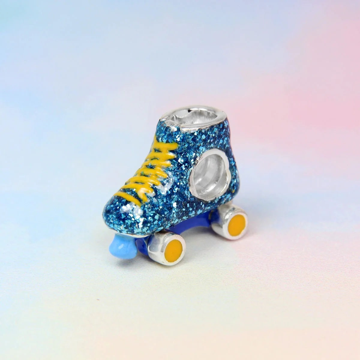Glitter Blue Roller Skate Bead