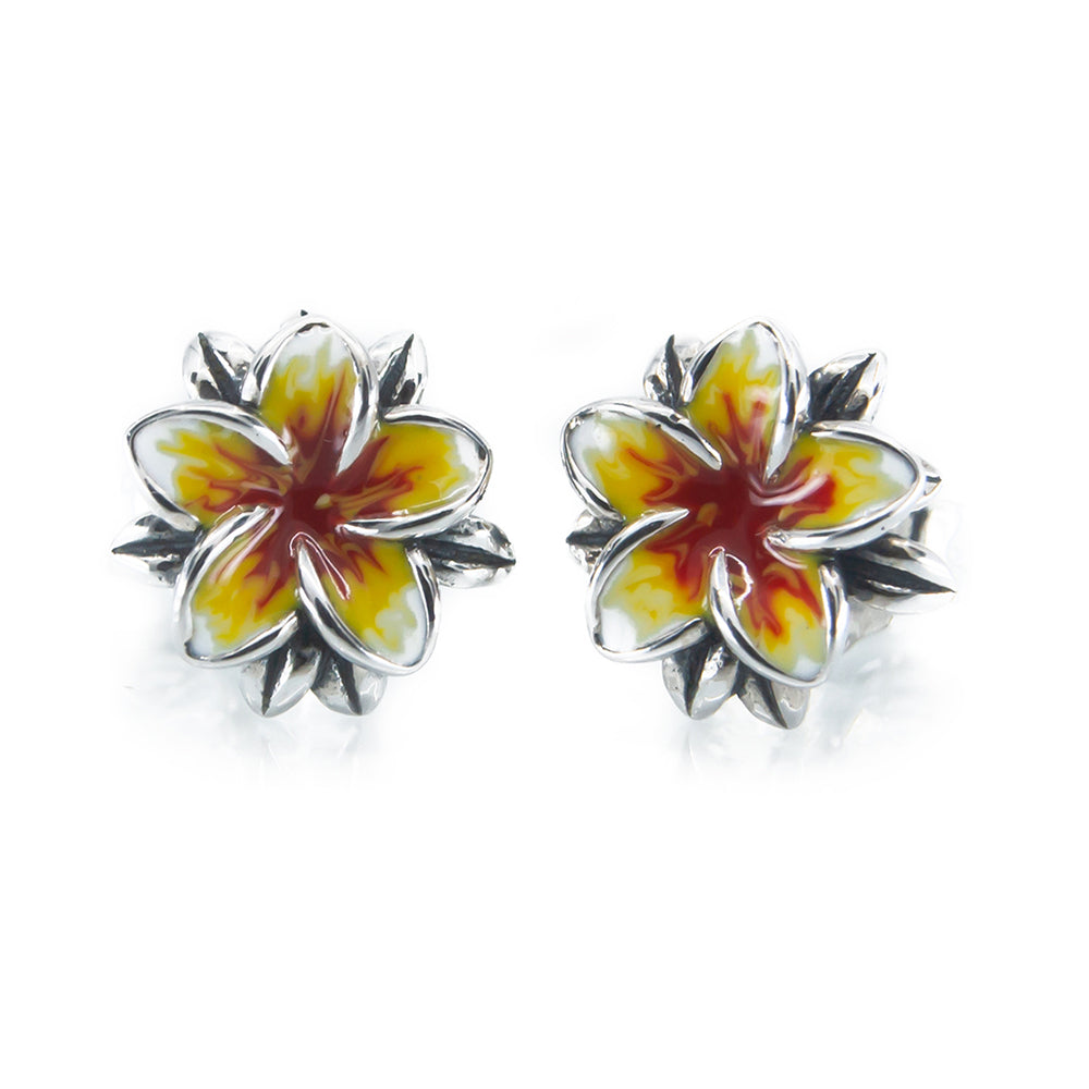 Frangipani Yellow & Red Earrings