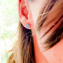 Load image into Gallery viewer, Frangipani Blue & Yellow Earrings