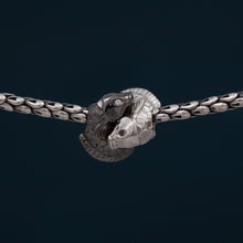 Load image into Gallery viewer, Double Bead "Dancing fishes" with cubic zirconia eyes
