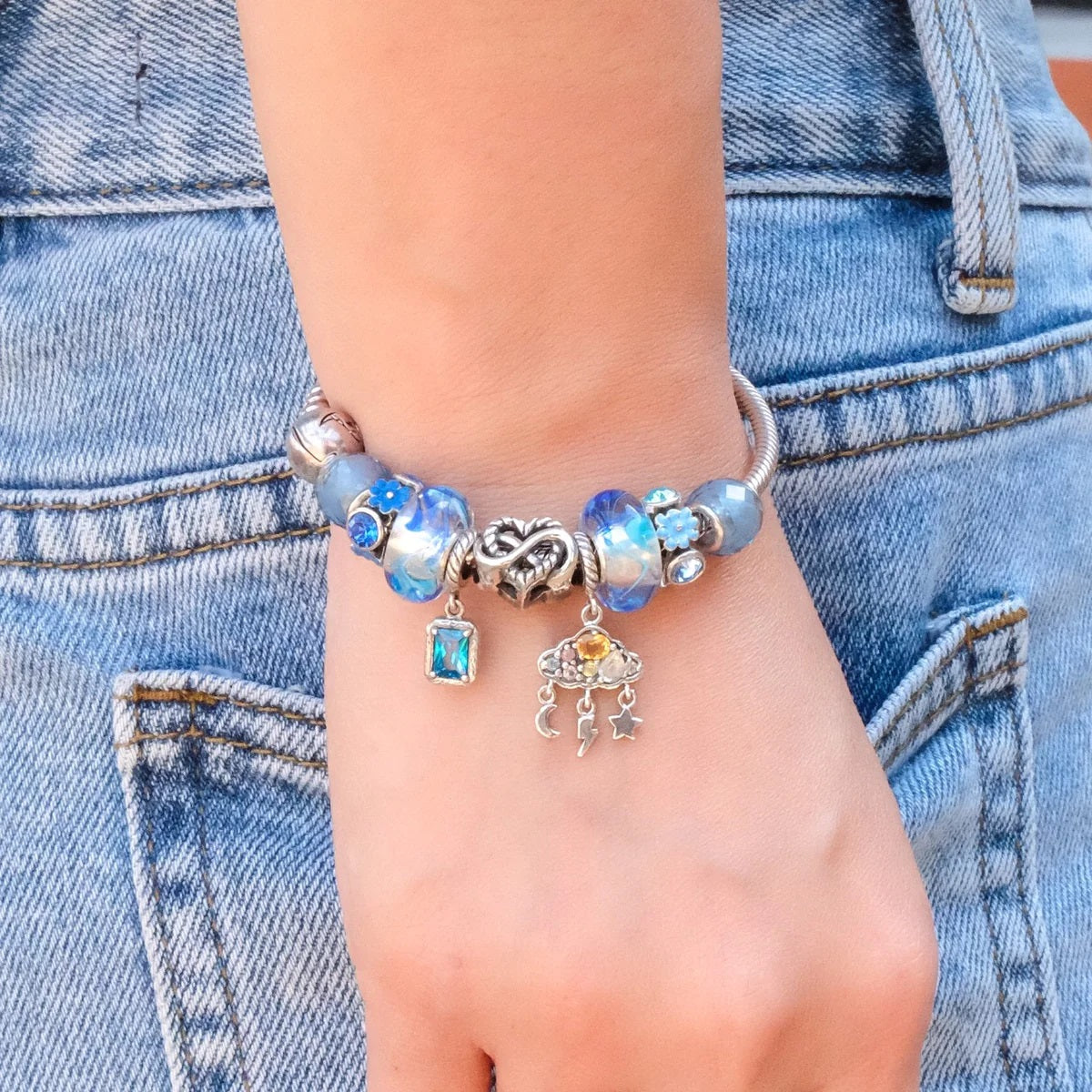 Marble Glass Bead Blue
