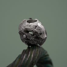 Load image into Gallery viewer, Double Bead "Dancing fishes" with cubic zirconia eyes