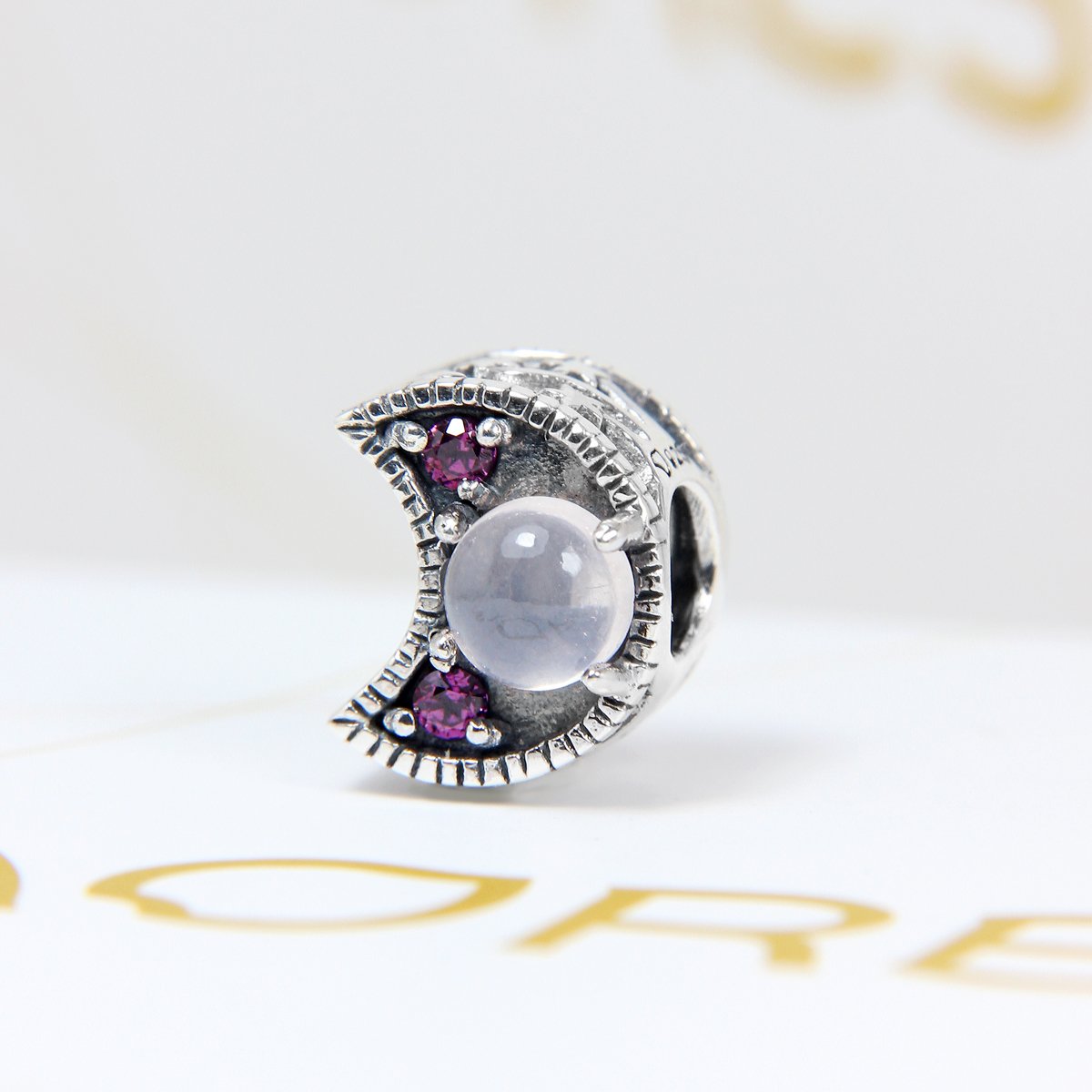 Rose Quartz/ Rhodolite Garnet Moon Bead