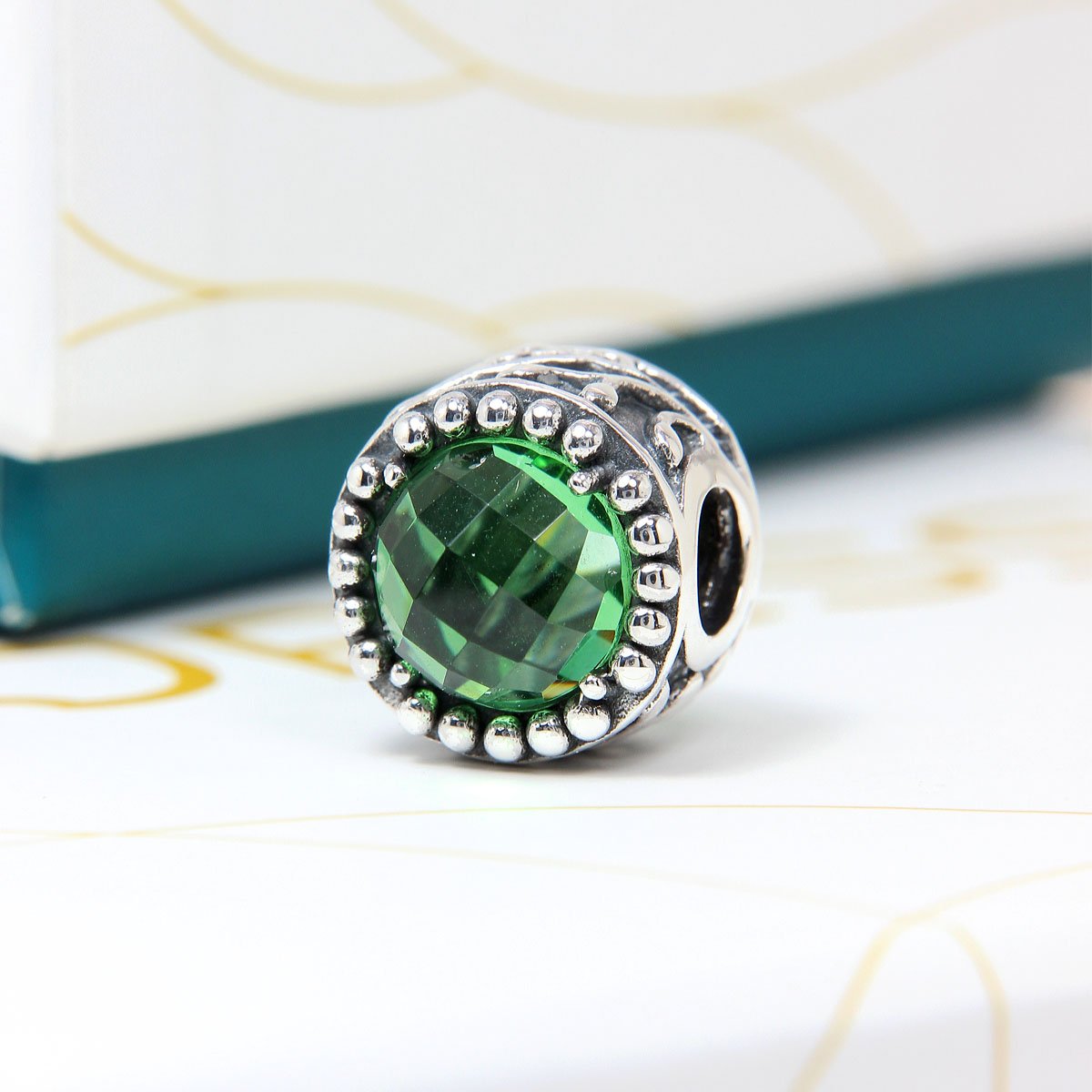 Green Obsidian Circle Gem Bead