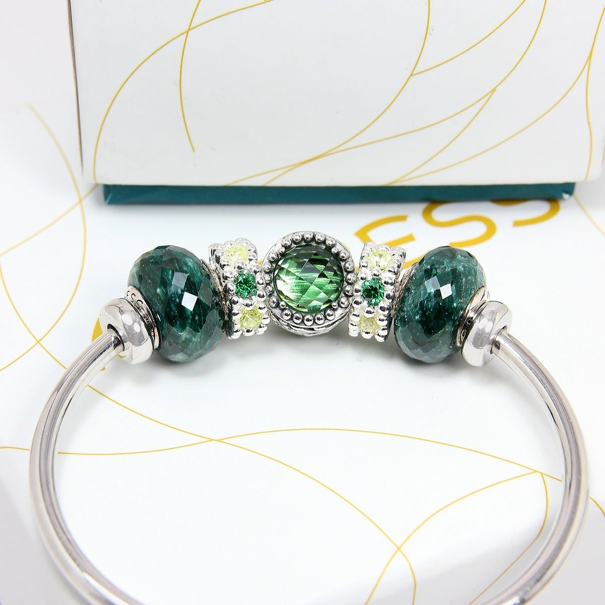 Green Obsidian Circle Gem Bead