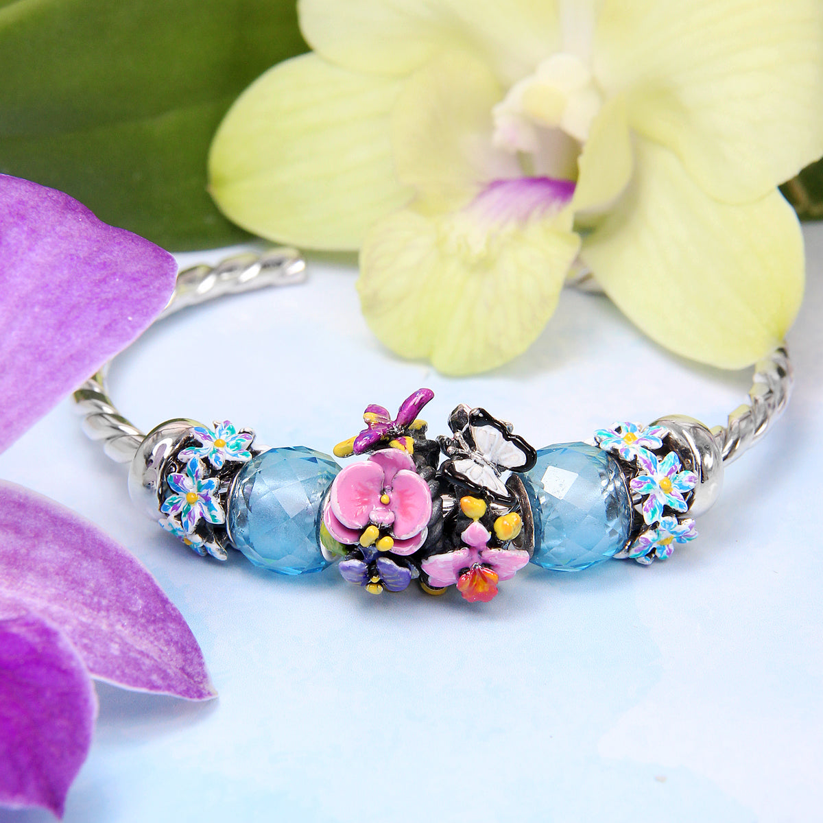 Pink Hand-Painted Wild Orchid Stopper