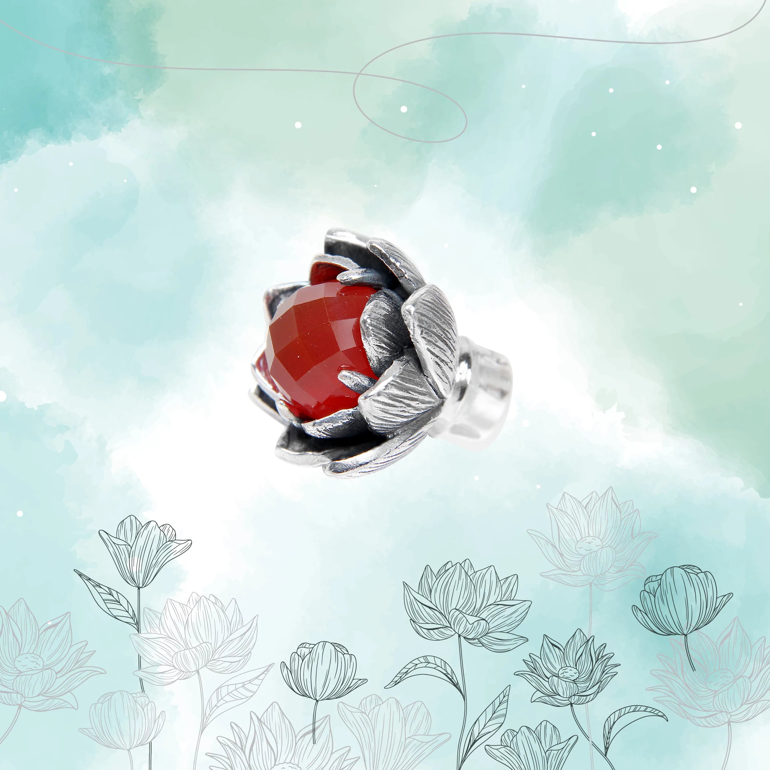 Lotus Red Agate Bangle Lock