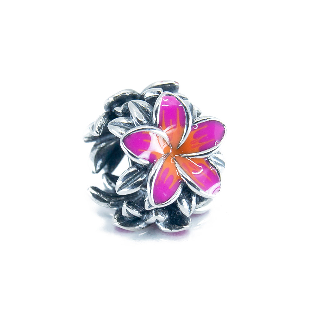 Frangipani Orange & Fuchsia Flower Charm