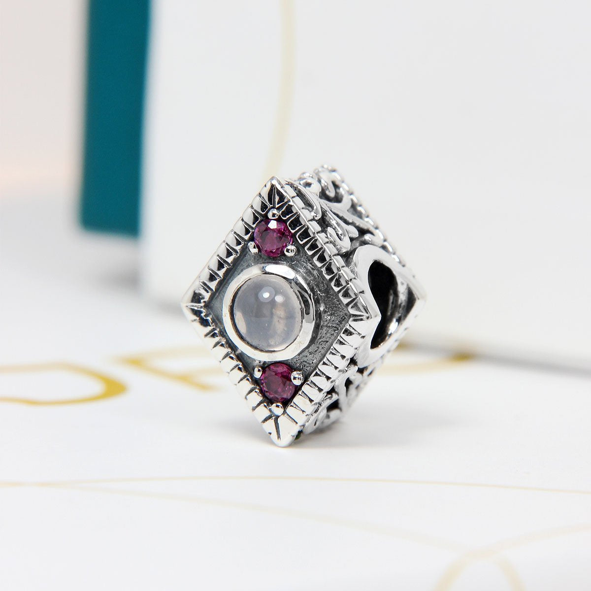 Rose Quartz/ Rhodolite Diamond Bead