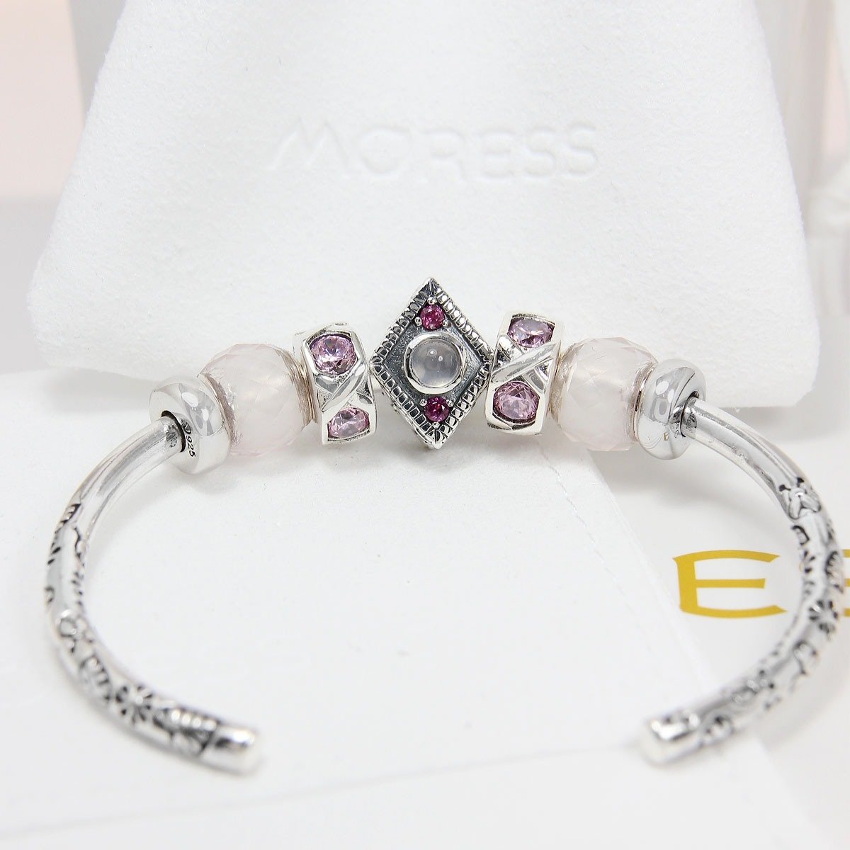 Rose Quartz/ Rhodolite Diamond Bead