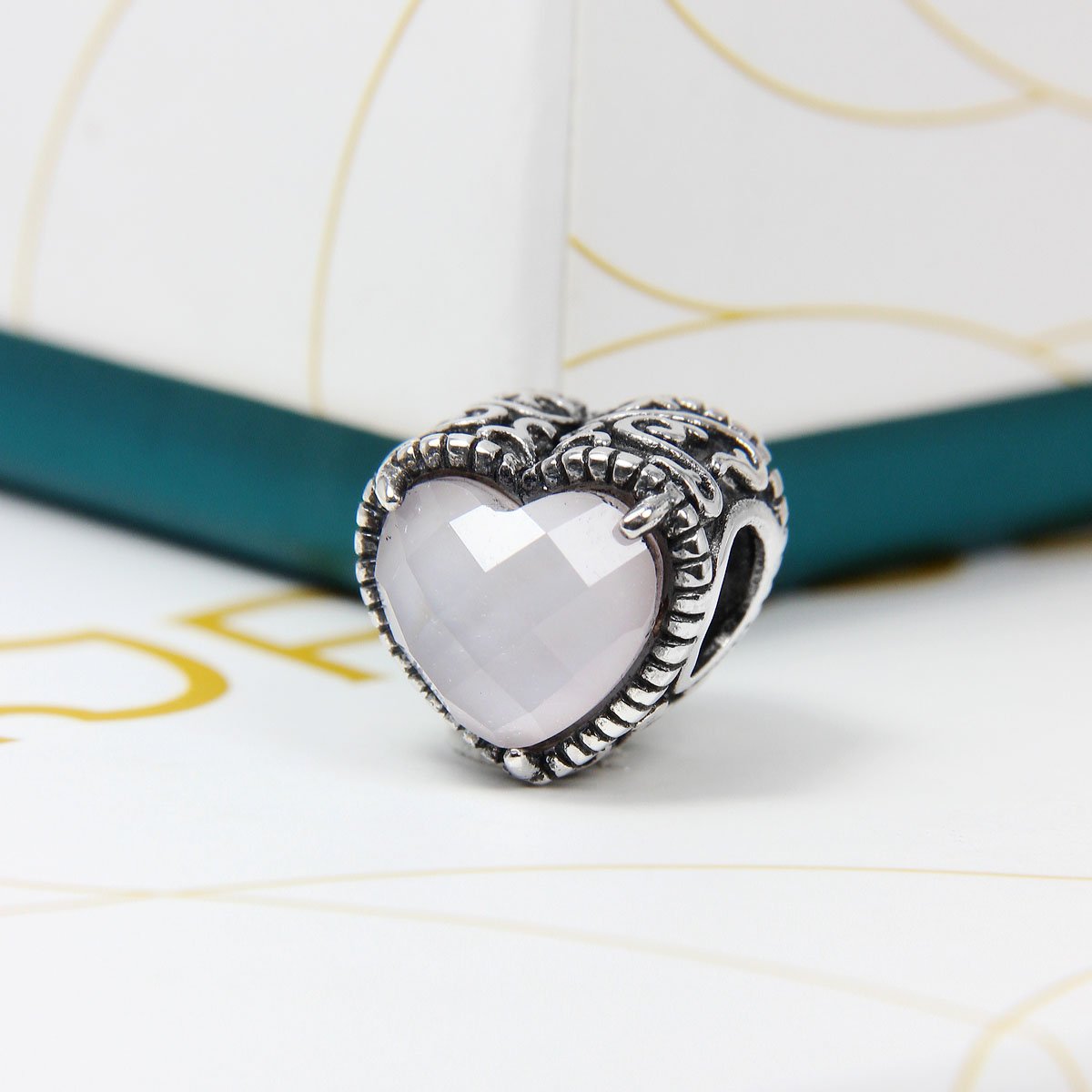 Rose Quartz Heart Gem Bead