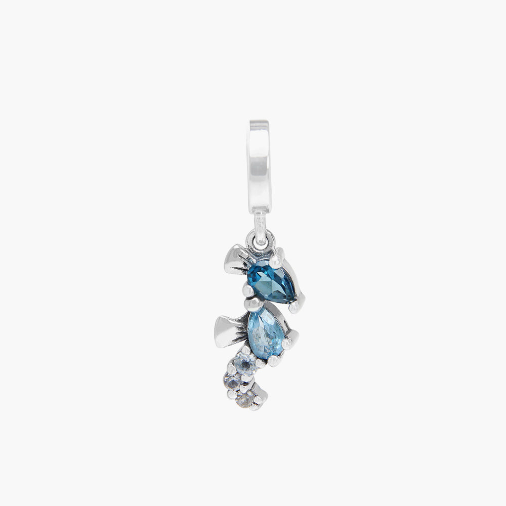 Seahorse Blue Topaz Dangle Bead