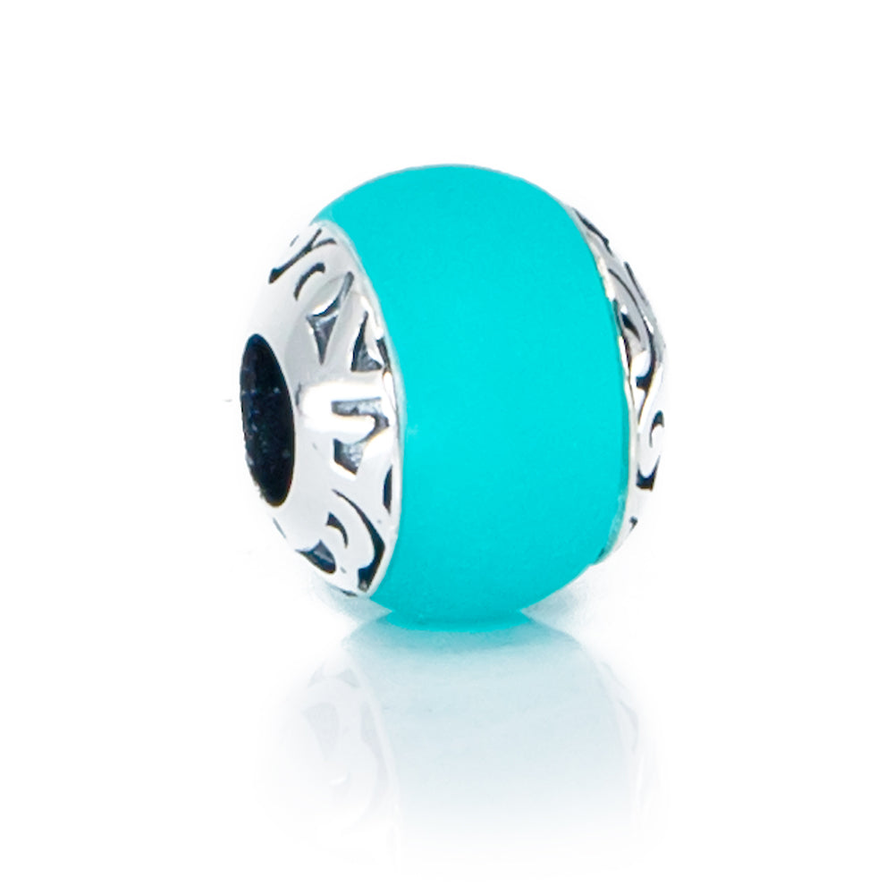 Bora Bora Island Blue Sea Glass Bead