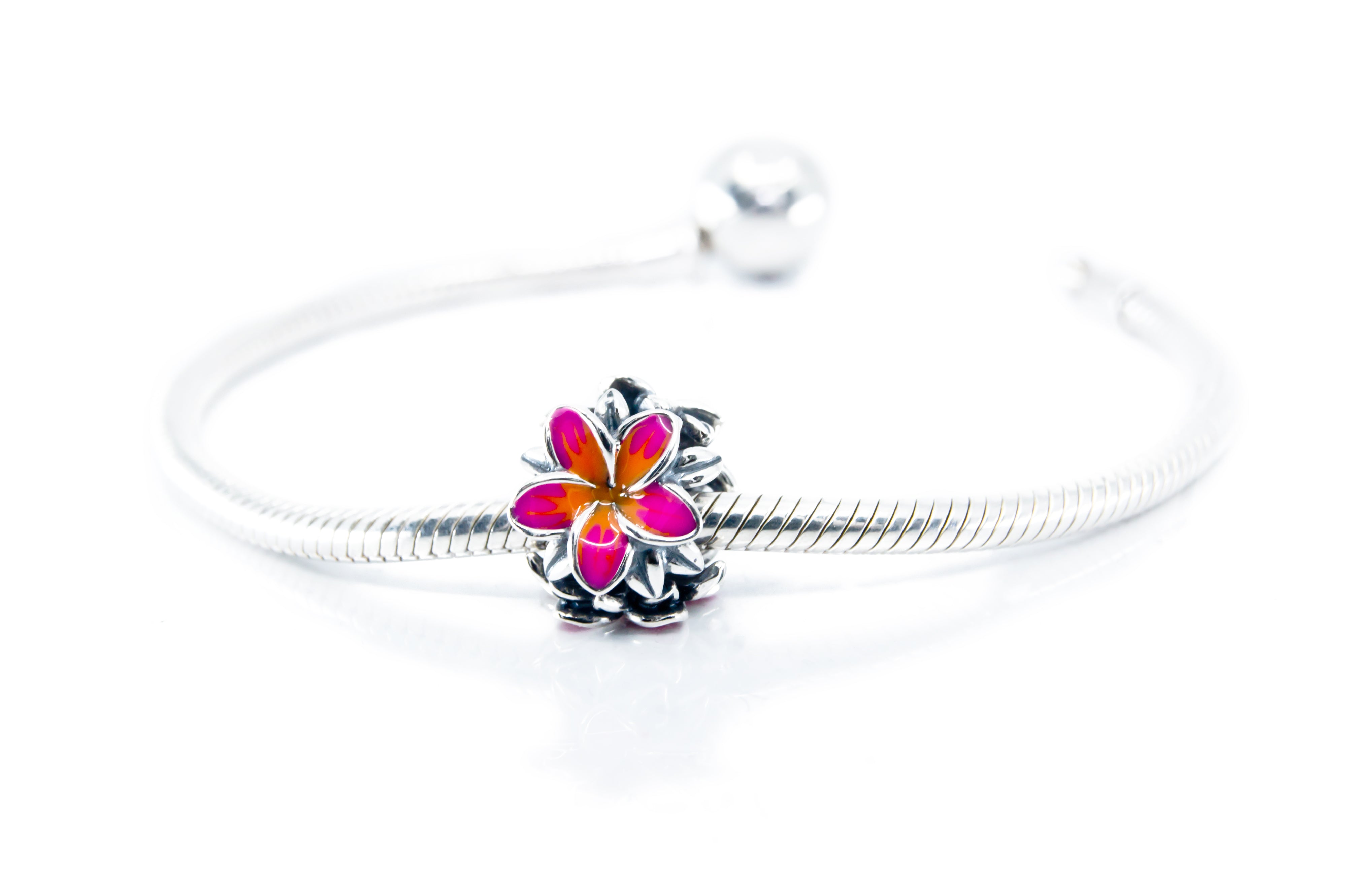 Frangipani Orange & Fuchsia Flower Charm