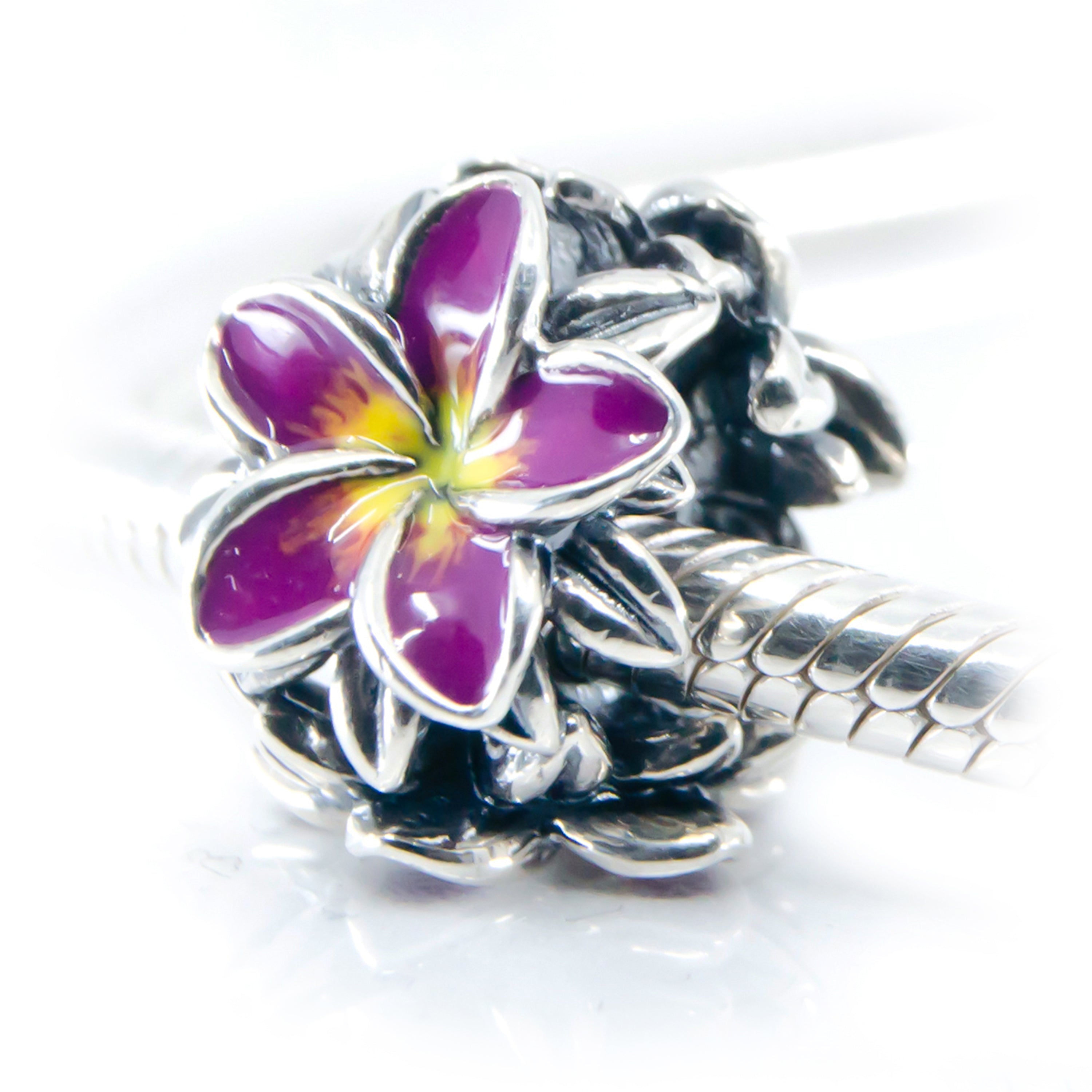 Frangipani Purple & Yellow Flower Charm