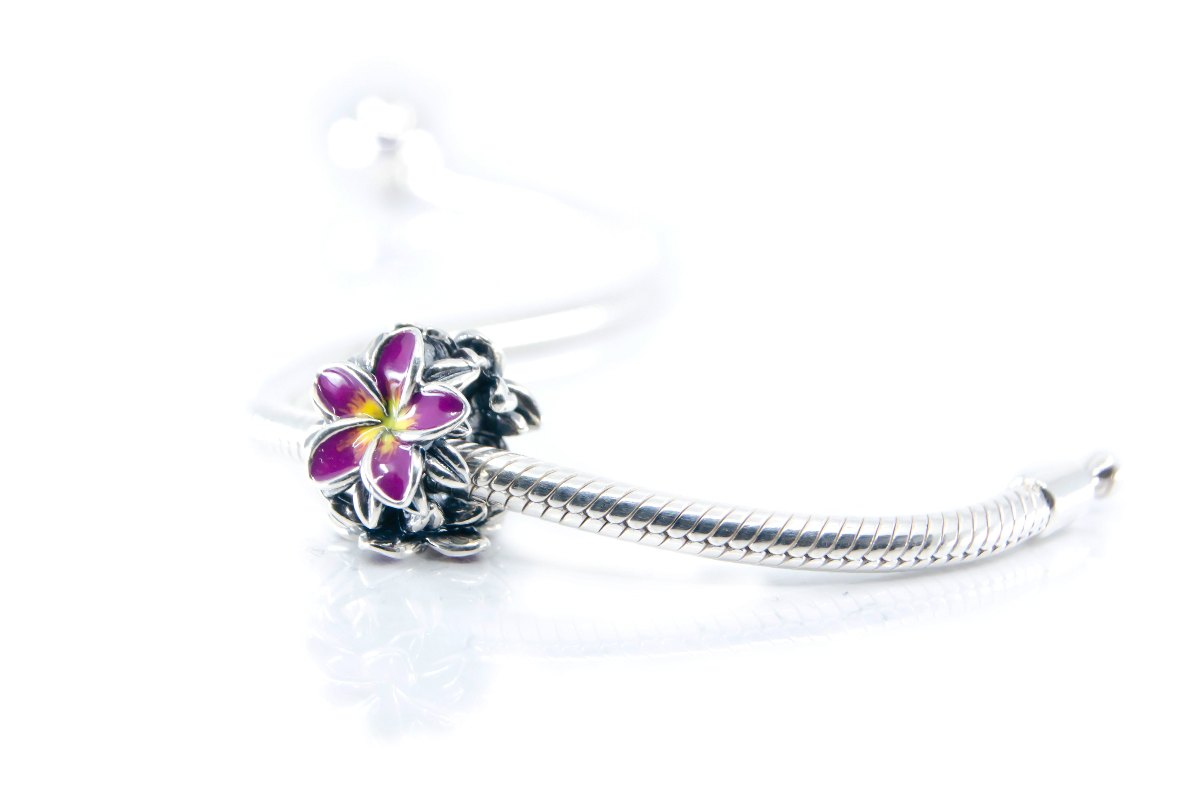 Frangipani Purple & Yellow Flower Charm