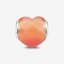 Load image into Gallery viewer, Apricot Cat’s Eye Faceted Glass Heart Charm
