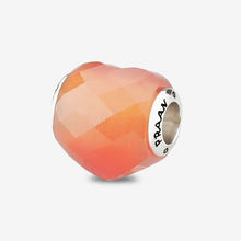 Load image into Gallery viewer, Apricot Cat’s Eye Faceted Glass Heart Charm
