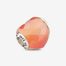 Load image into Gallery viewer, Apricot Cat’s Eye Faceted Glass Heart Charm
