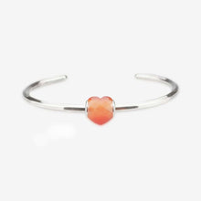 Load image into Gallery viewer, Apricot Cat’s Eye Faceted Glass Heart Charm
