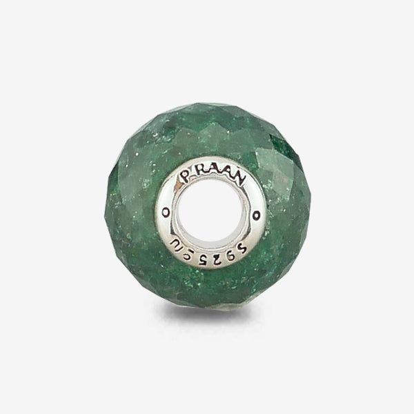 Faceted Mica Quartz Rondelle Chrome Charms