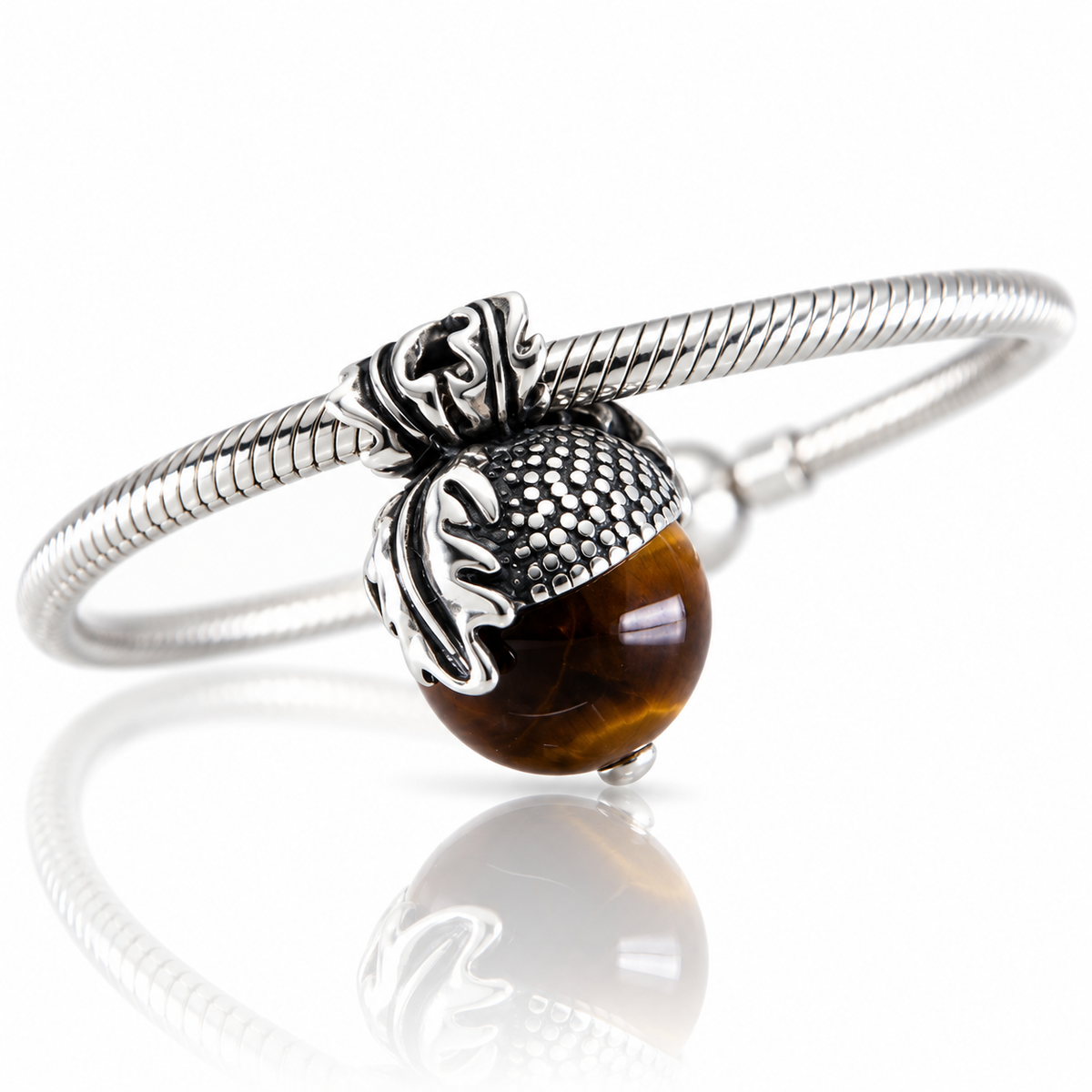 Oak Acorn with Tiger Eye Gemstone Charm - PREORDER