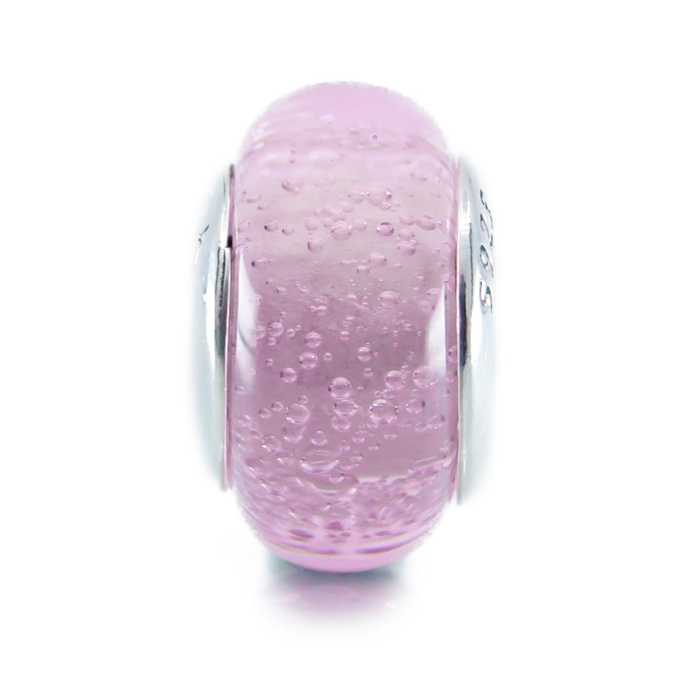 Pink Rose Droplets Murano Glass Bead