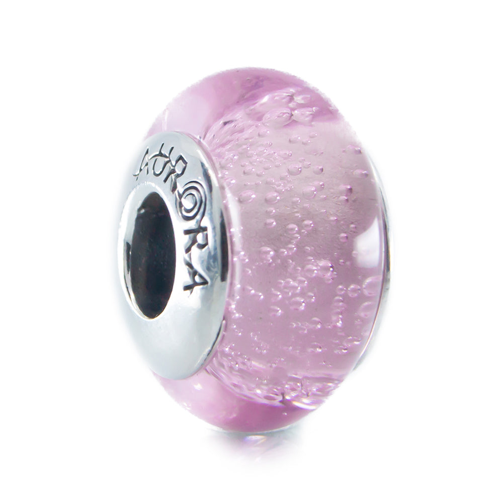 Pink Rose Droplets Murano Glass Bead
