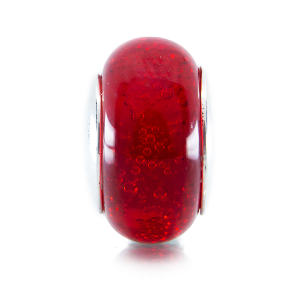 Scarlet Heart Sparkles Murano Glass Bead