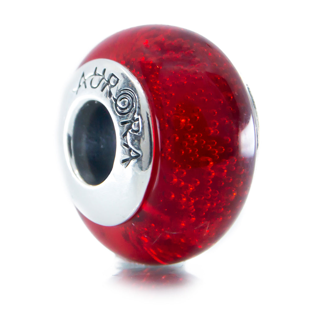 Scarlet Heart Sparkles Murano Glass Bead