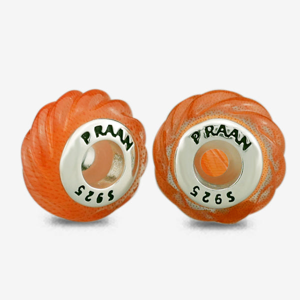 Sun Orange Cat Eye Twisted Rope Stopper Charms