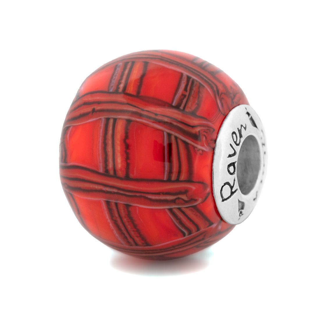 Tartan Red – Large Focal Glass Bead