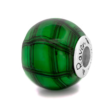 Load image into Gallery viewer, Tartan Green – Large Focal Glass Bead
