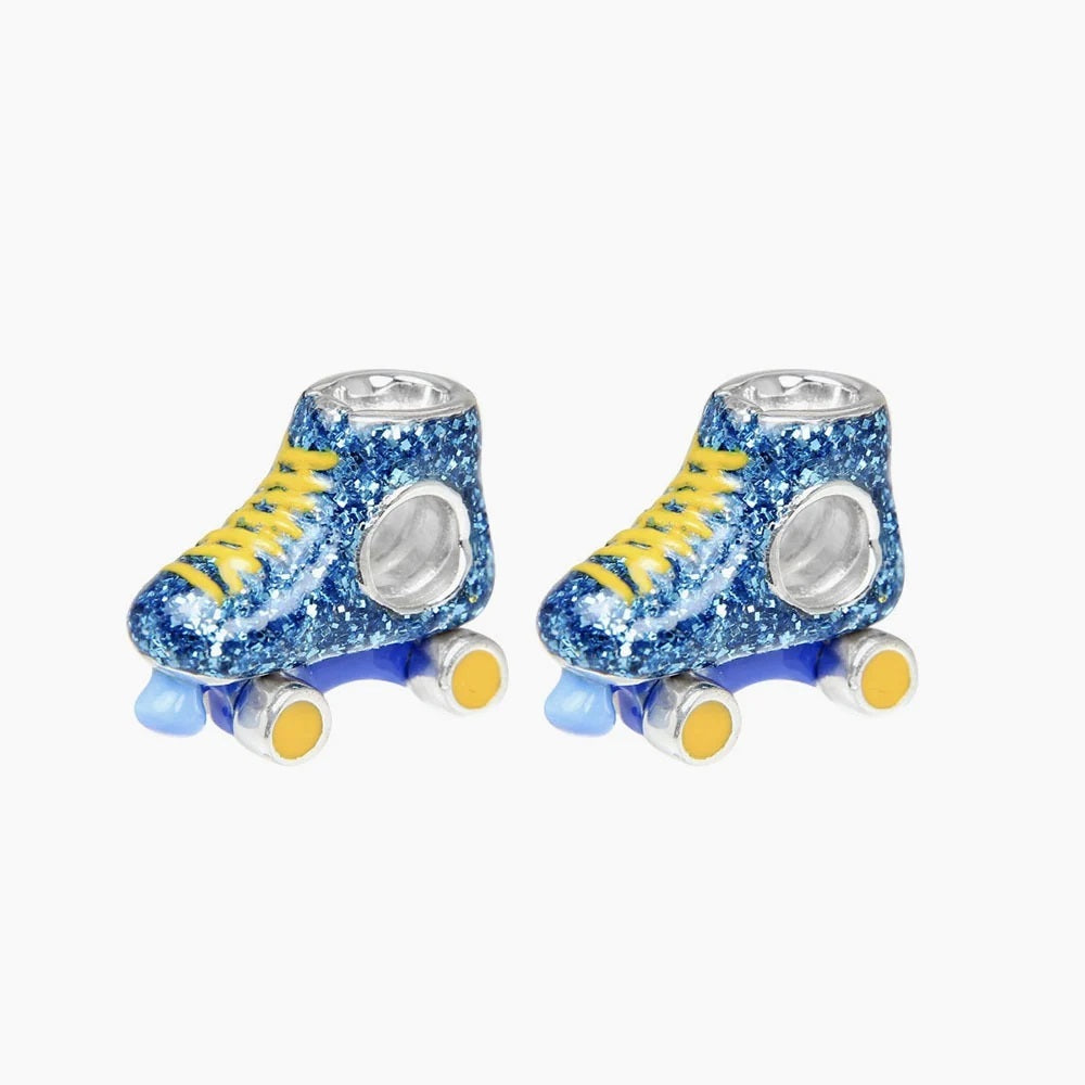Glitter Blue Roller Skate Bead