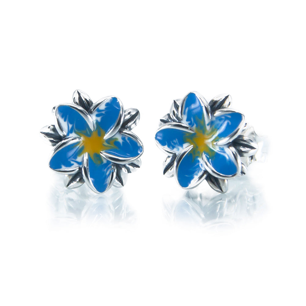 Frangipani Blue & Yellow Earrings