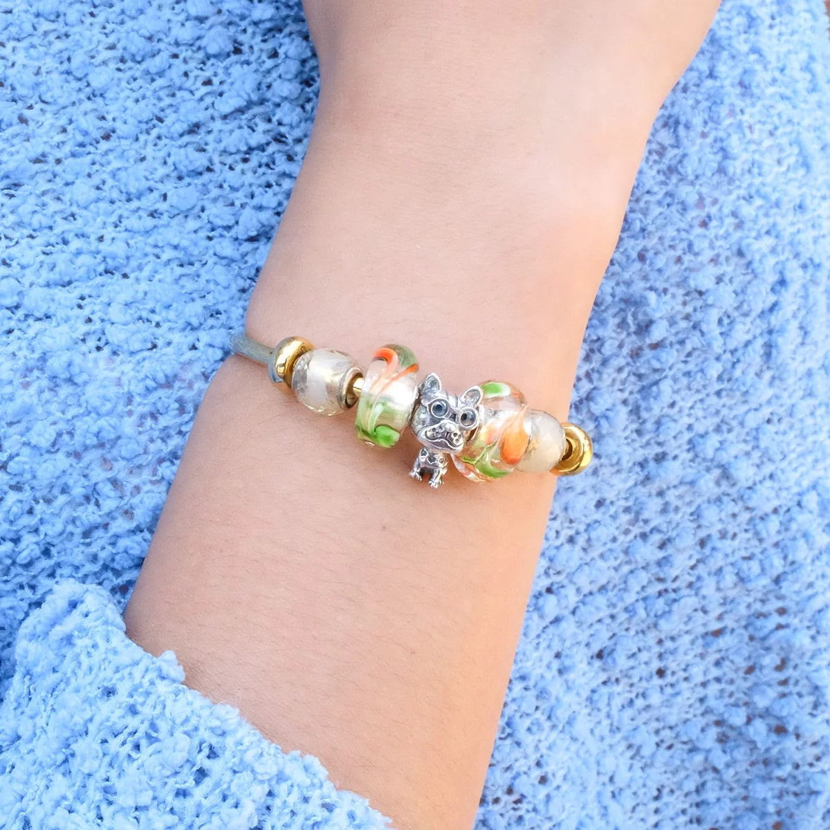 Marble Glass Bead Green