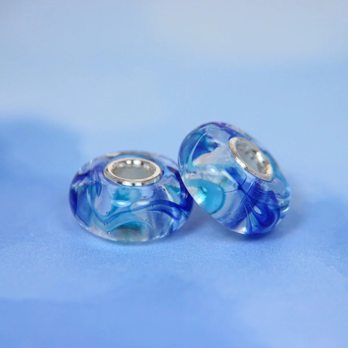 Marble Glass Bead Blue
